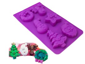 Molde silicona 6 figuras 3D Navidad diferentes 